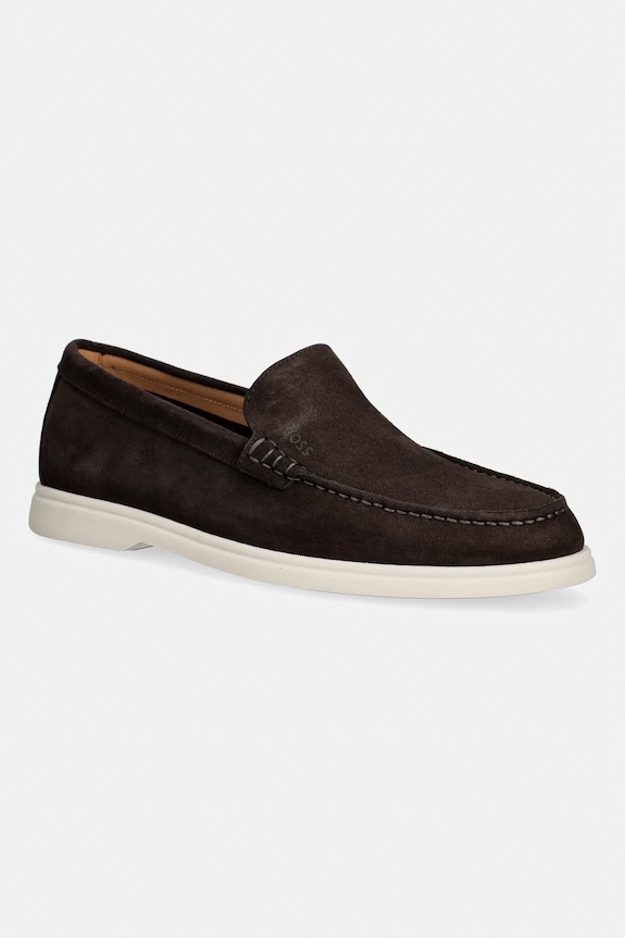BOSS loafersy męskie zamszowe Sienne brązowy 50543083.202