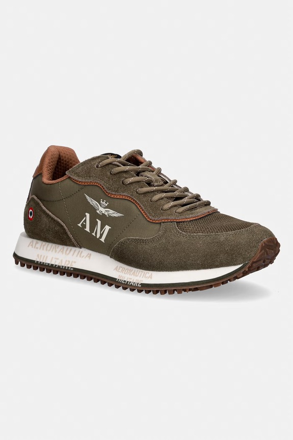 Tenisky Aeronautica Militare SNEAKERS semišová kůže zelená 261SC0320UPL00313.07254