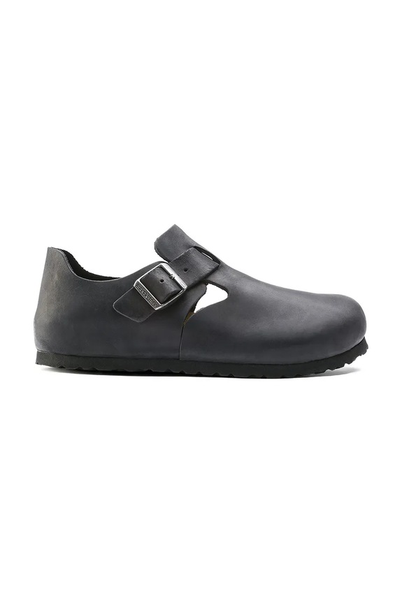 Birkenstock London pantofi cu toc plat pentru bărbați din piele casual negru 166543