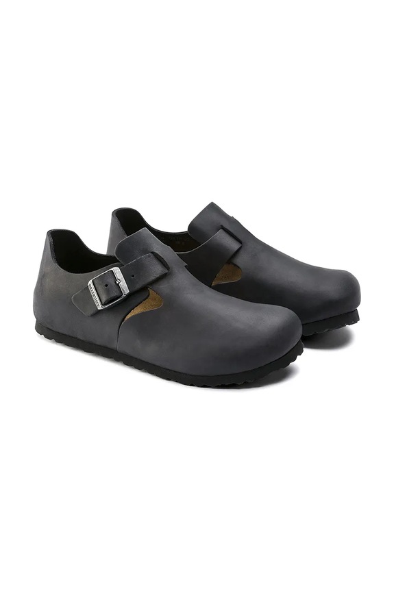 Încălțăminte Birkenstock London pantofi cu toc plat pentru bărbați din piele 166543 negru