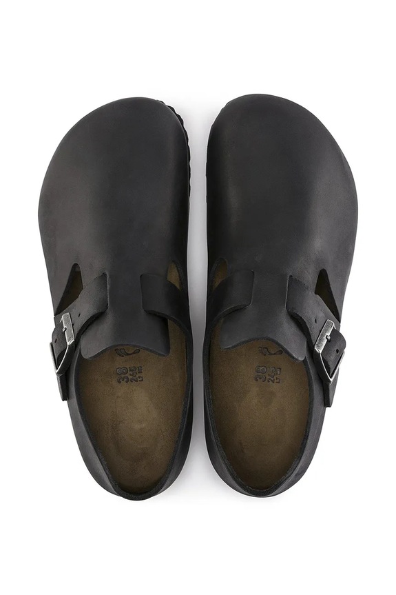 Birkenstock London pantofi cu toc plat pentru bărbați din piele negru 166543