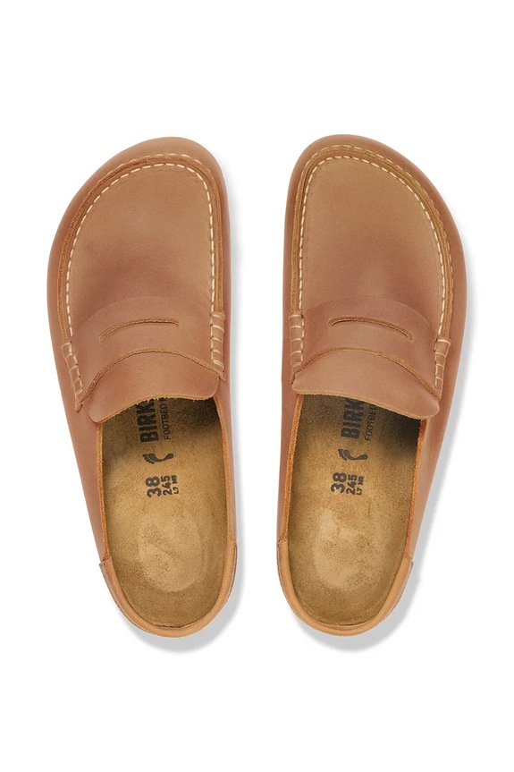 Birkenstock Naples moccasins flat heeled men's leather brown 1030206