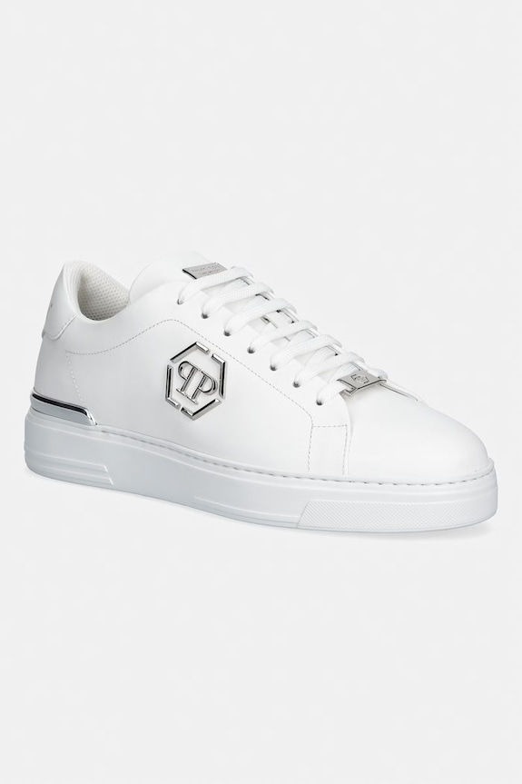 Δερμάτινα sneakers Philipp Plein Leather Lo-Top Hexagon άλλο λευκό USC0379.PLE075N.01