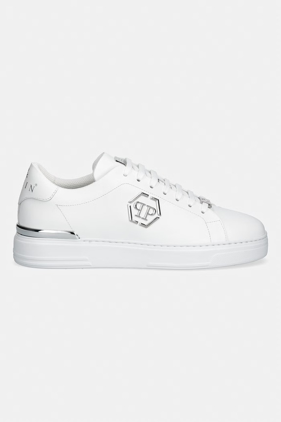 Δερμάτινα sneakers Philipp Plein Leather Lo-Top Hexagon USC0379.PLE075N.01 λευκό SS26