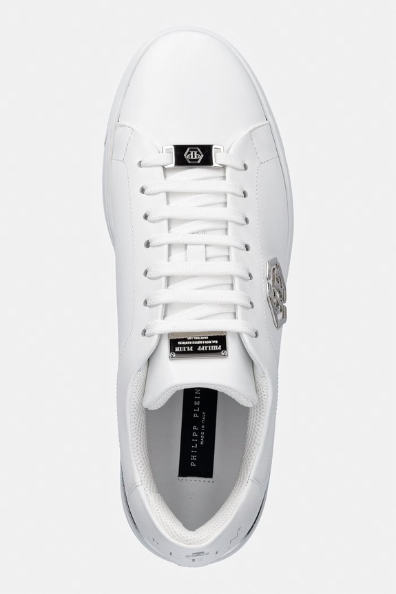 Δερμάτινα sneakers Philipp Plein Leather Lo-Top Hexagon λευκό USC0379.PLE075N.01