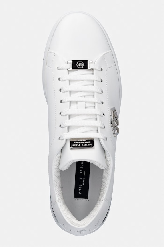 Δερμάτινα sneakers Philipp Plein Leather Lo-Top Hexagon λευκό USC0379.PLE075N.01