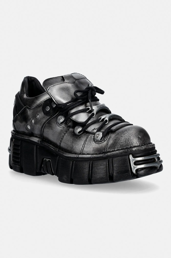 Шкіряні туфлі New Rock PULIK ACERO, TOWER NEGRO ACERO + lateral + лицьова шкіра сірий M.120N.C76