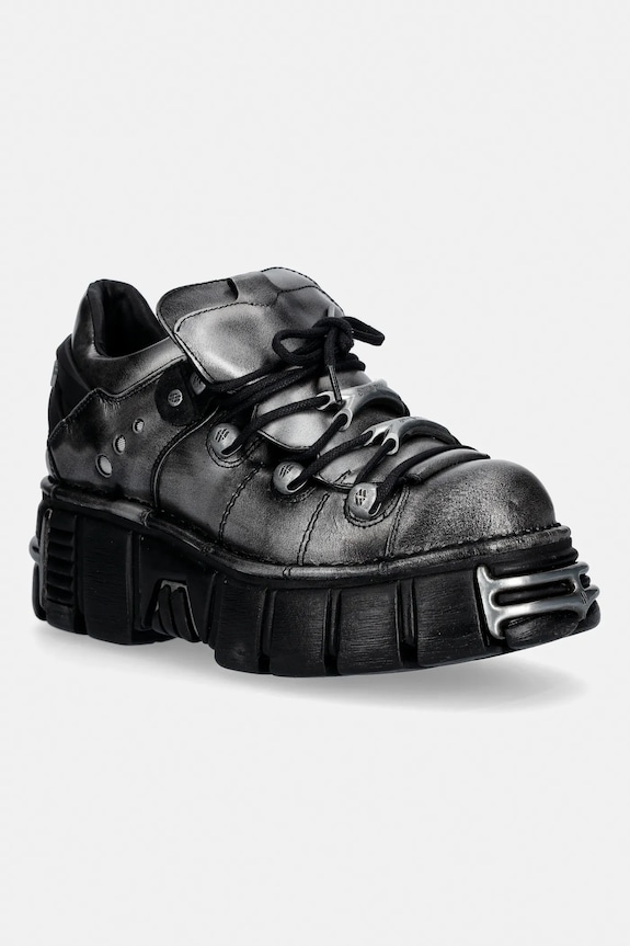 Шкіряні туфлі New Rock PULIK ACERO, TOWER NEGRO ACERO + lateral + лицьова шкіра сірий M.120N.C76