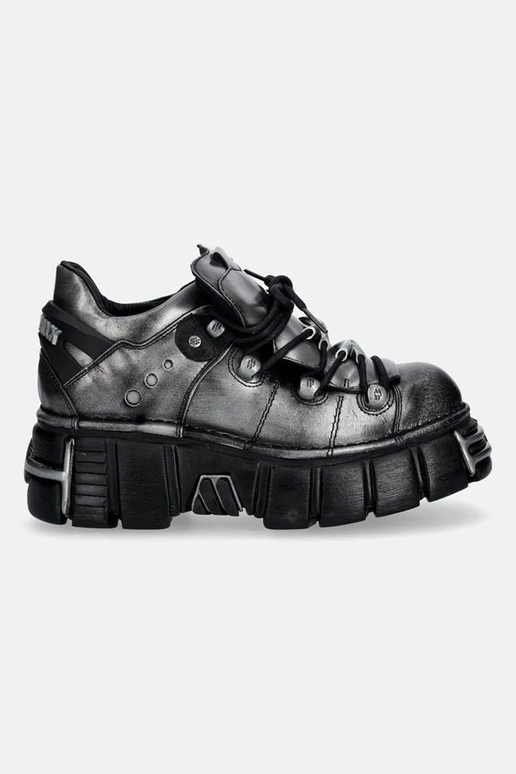 Шкіряні туфлі New Rock PULIK ACERO, TOWER NEGRO ACERO + lateral + M.120N.C76 сірий SS26