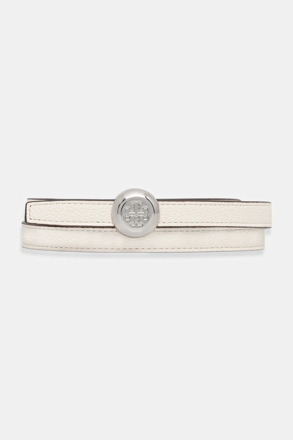 Δερμάτινη ζώνη Tory Burch Romy Reversible λευκό 175052.100
