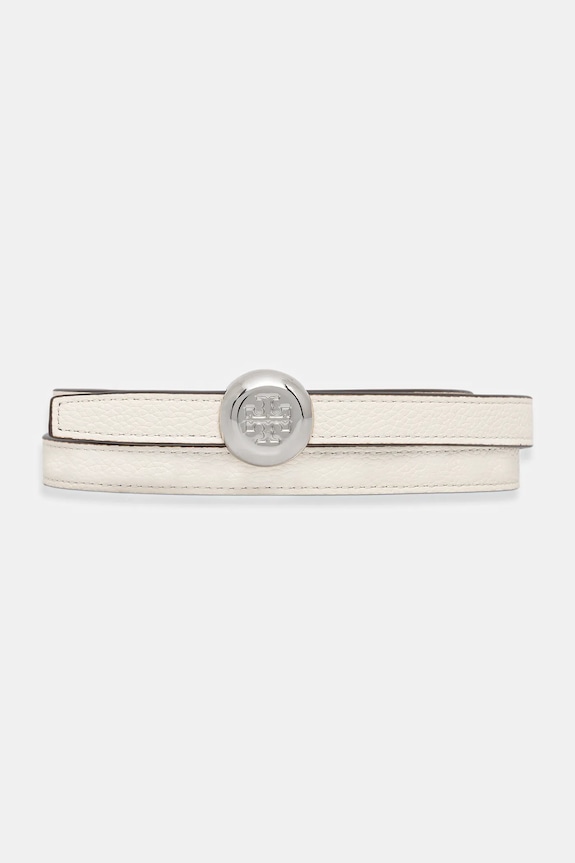 Δερμάτινη ζώνη Tory Burch Romy Reversible λευκό 175052.100