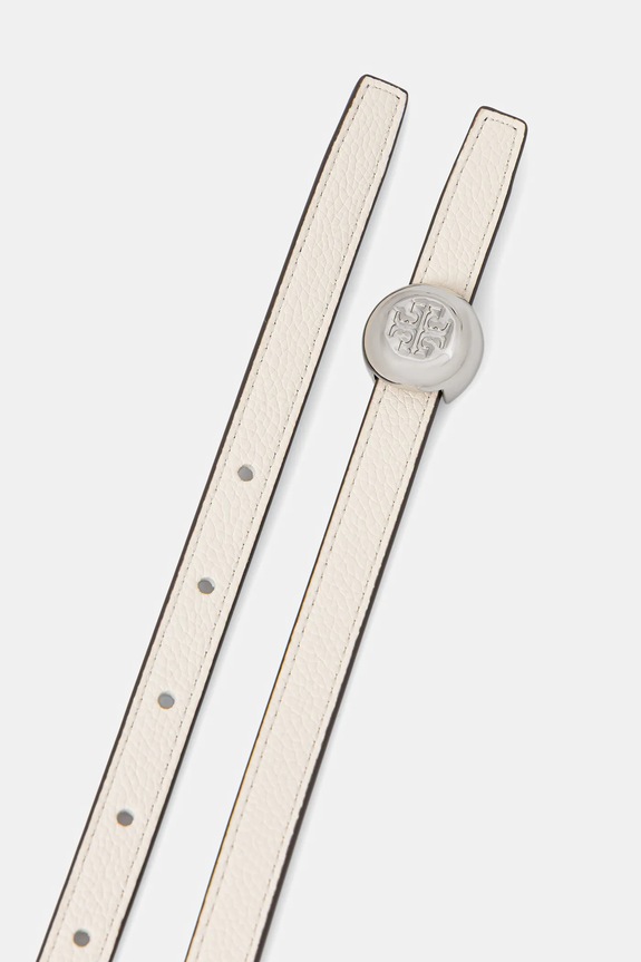 Δερμάτινη ζώνη Tory Burch Romy Reversible 175052.100 λευκό SS26