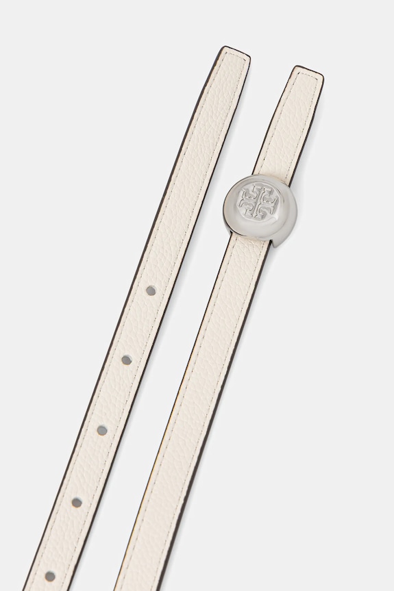 Δερμάτινη ζώνη Tory Burch Romy Reversible 175052.100 λευκό SS26