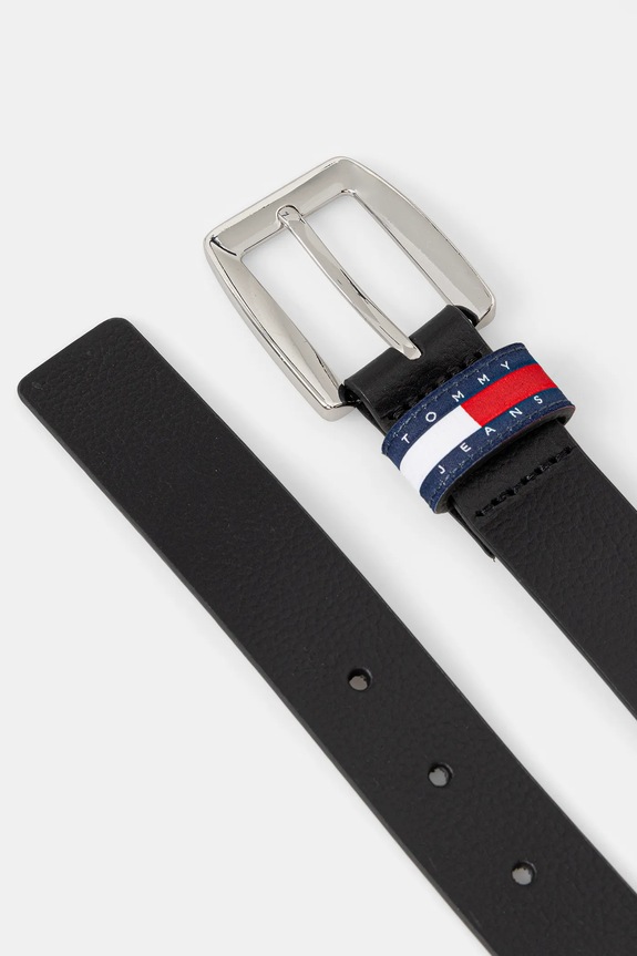 Kožený opasok Tommy Jeans AW0AW18099 čierna SS26
