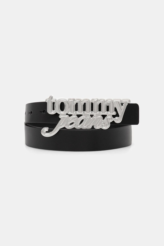 Kožený opasok Tommy Jeans čierna AW0AW18101