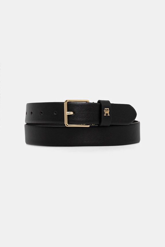 Δερμάτινη ζώνη Tommy Hilfiger μαύρο AW0AW18251