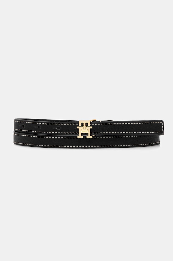 Kožený opasok Tommy Hilfiger čierna AW0AW18275