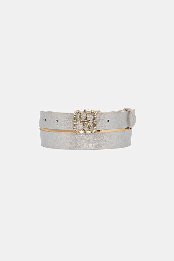 Guess pasek imitacja skóry licowej srebrny BW9326.P6125