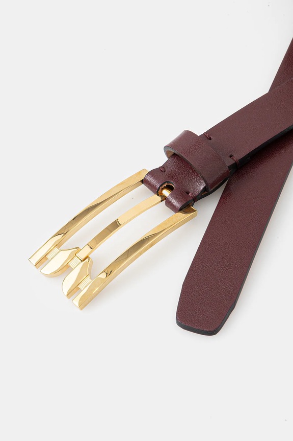 Δερμάτινη ζώνη Victoria Beckham B425AAC007031A μπορντό SS26