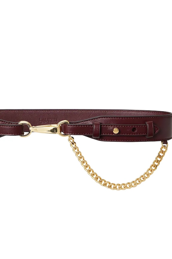 Kožený pásek Lauren Ralph Lauren 412P03413 burgundské SS26