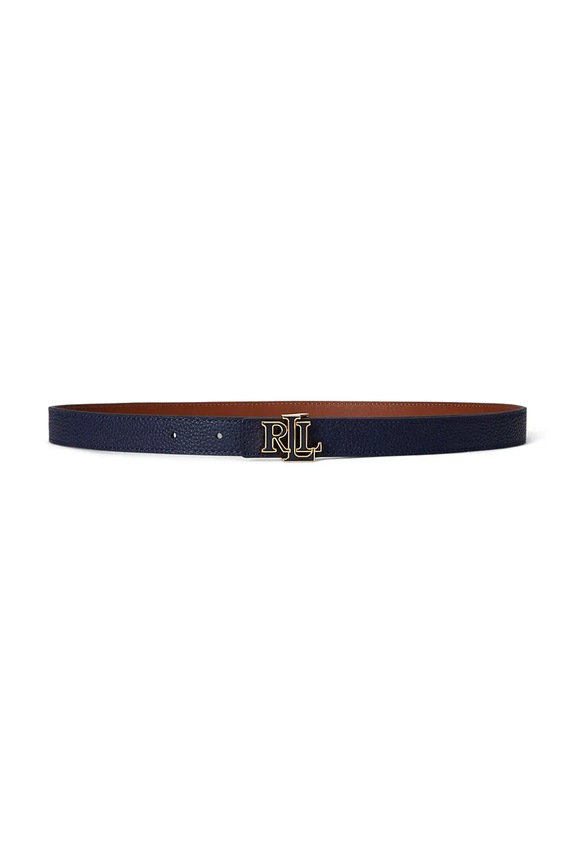 Obojstranný kožený opasok Lauren Ralph Lauren tmavomodrá 412P04418