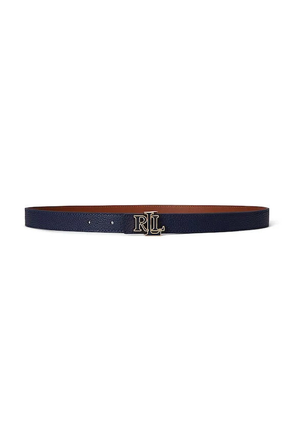 Obojstranný kožený opasok Lauren Ralph Lauren tmavomodrá 412P04418