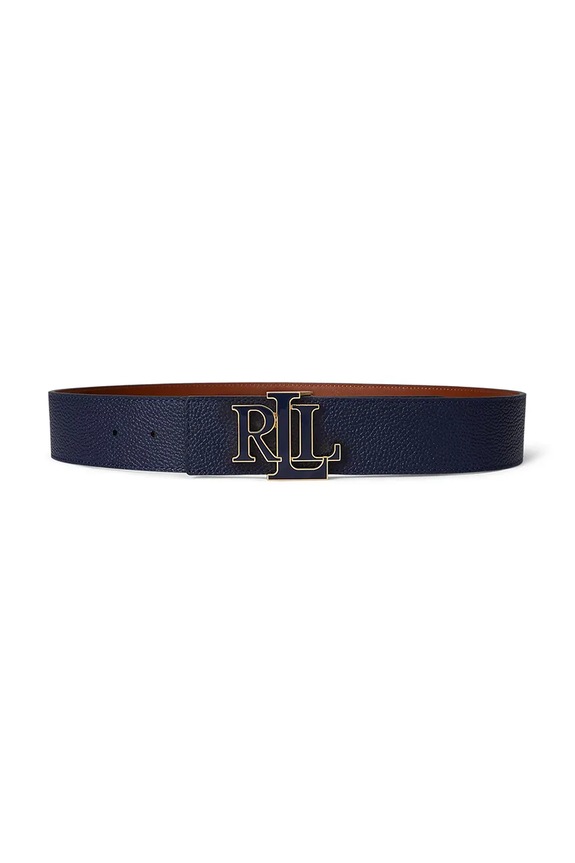 Obojstranný kožený opasok Lauren Ralph Lauren tmavomodrá 412P04416