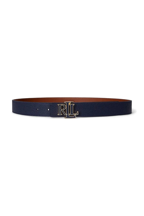 Obojstranný kožený opasok Lauren Ralph Lauren tmavomodrá 412P04417