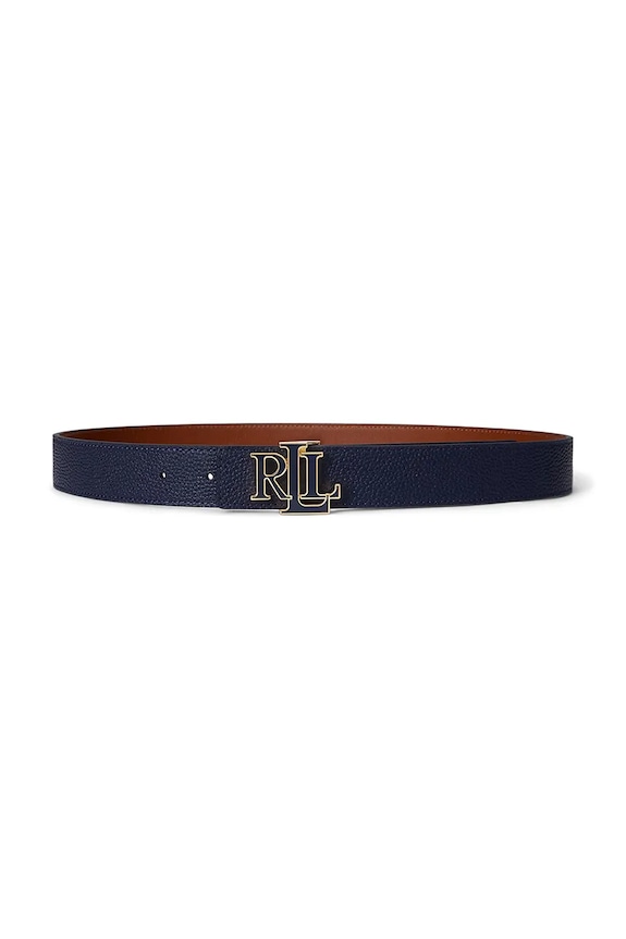 Obojstranný kožený opasok Lauren Ralph Lauren tmavomodrá 412P04417