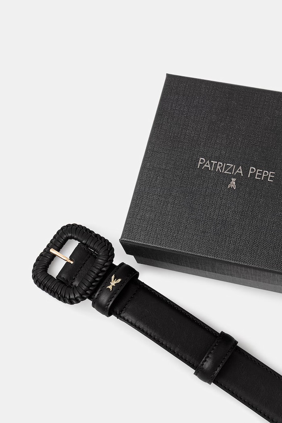 Patrizia Pepe pasek damski skórzany 8W0075.L162 czarny SS26