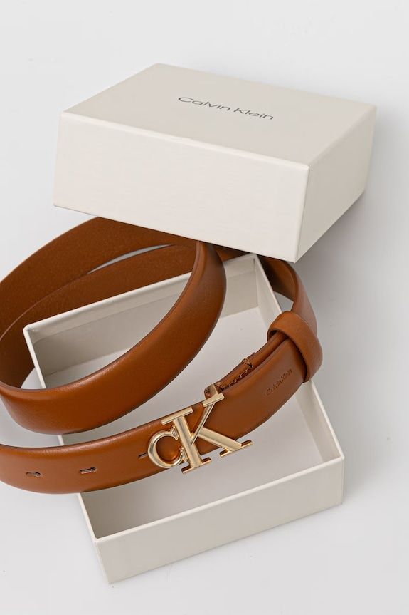 Αξεσουάρ Calvin Klein ζώνη γυναικεία δερμάτινη LV04F7074G καφέ