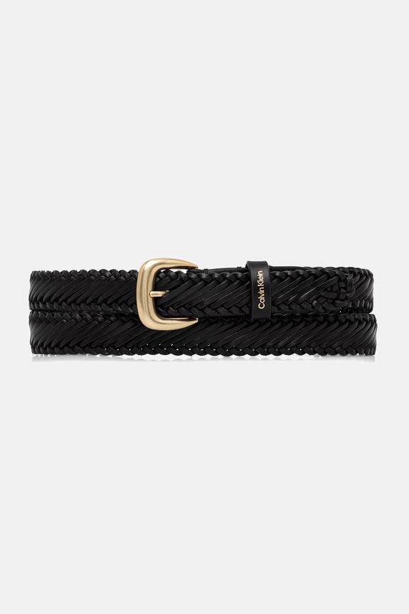 Calvin Klein pasek pleciony damski skórzany czarny LV04F7087G