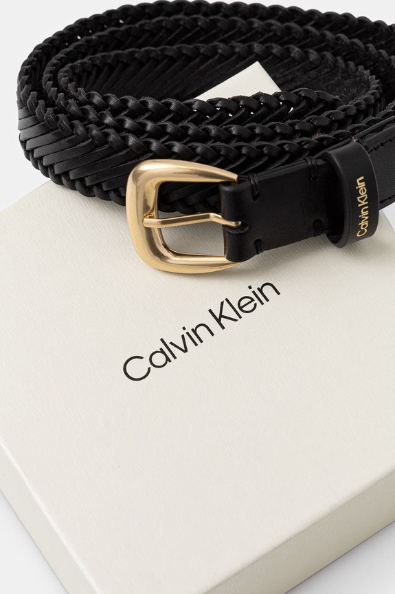 Akcesoria Calvin Klein pasek pleciony damski skórzany LV04F7087G czarny