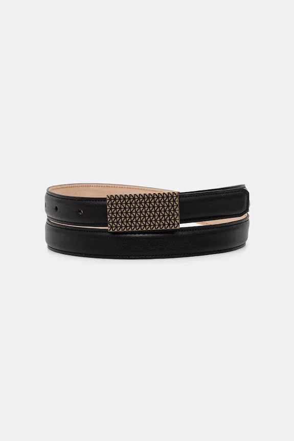 Pas Emporio Armani Zrnato usnje črna EW004217.AF24349