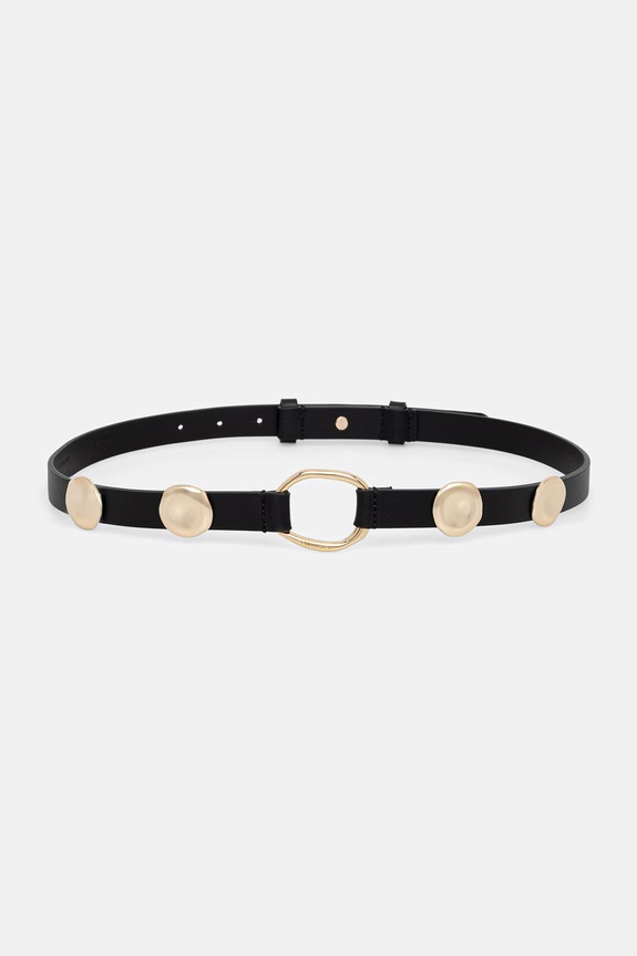 Twinset curea pentru femei, cu imitație de piele negru 261TO5310