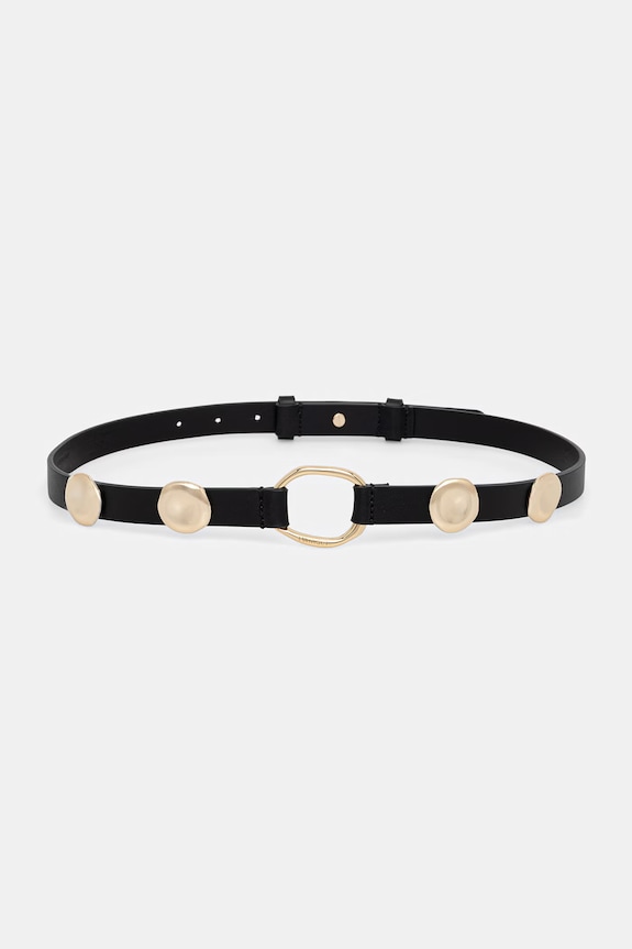 Twinset curea pentru femei, cu imitație de piele negru 261TO5310