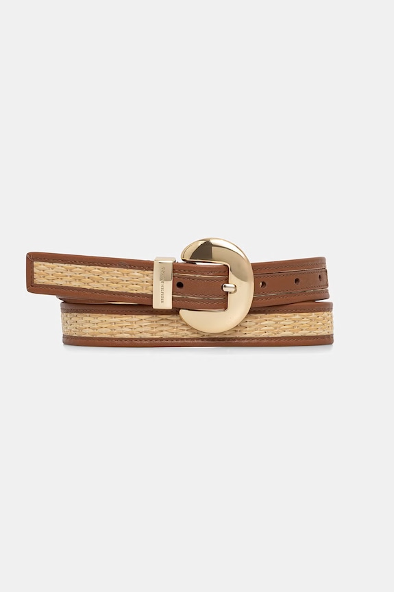 Tommy Hilfiger pasek damski pleciony beżowy AW0AW18560