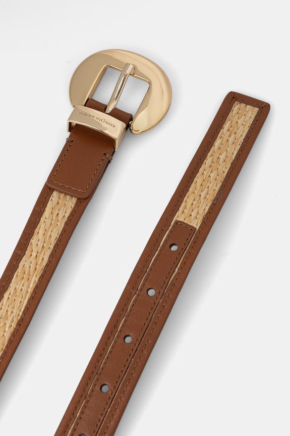 Tommy Hilfiger pasek damski pleciony AW0AW18560 beżowy SS26