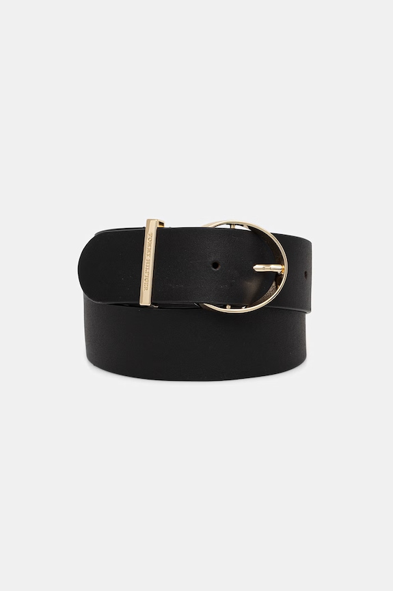 Tommy Hilfiger široký opasok dámsky kožený čierna AW0AW18563