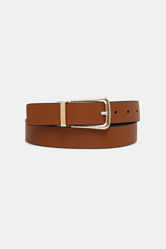 Tommy Hilfiger curea reversibilă pentru femei, din piele AW0AW18663 negru SS26