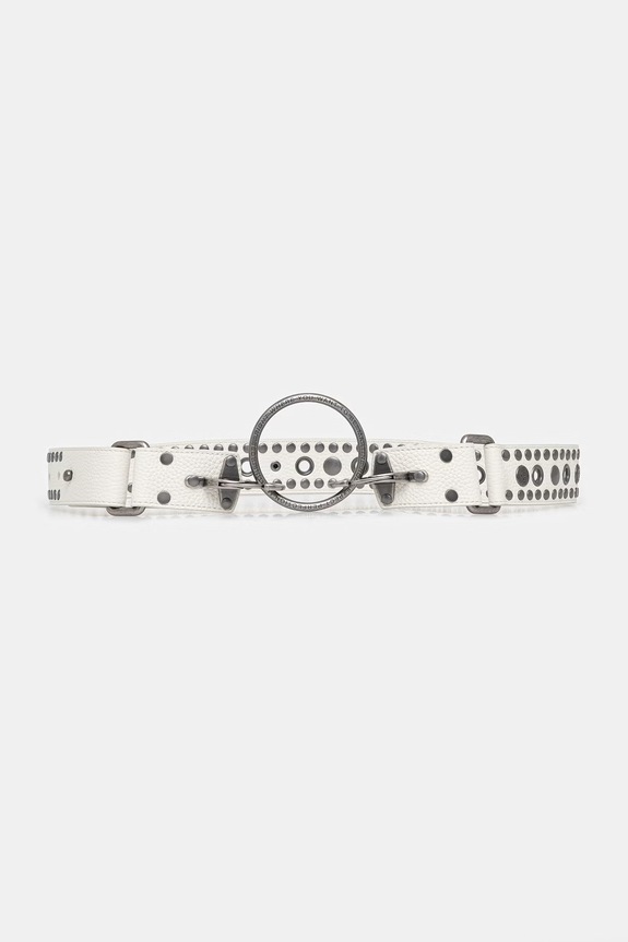Martine Rose Studded O Ring pasek skórzany damski biały 1231LP24058
