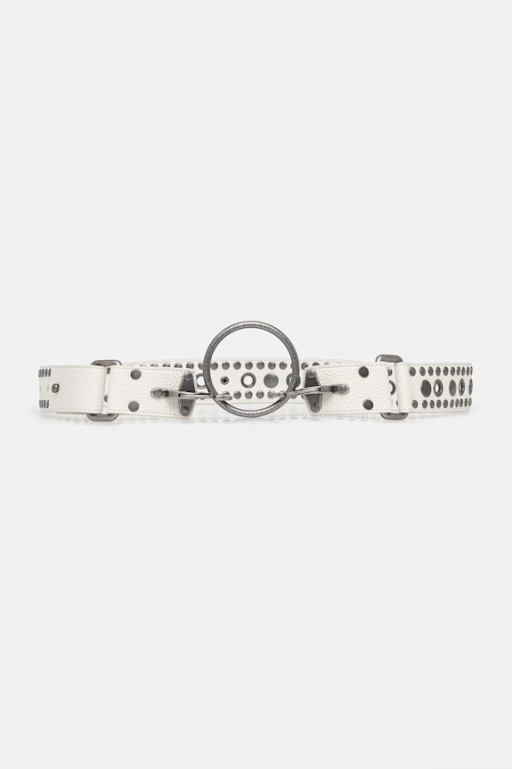 Martine Rose Studded O Ring pasek skórzany damski biały 1231LP24058