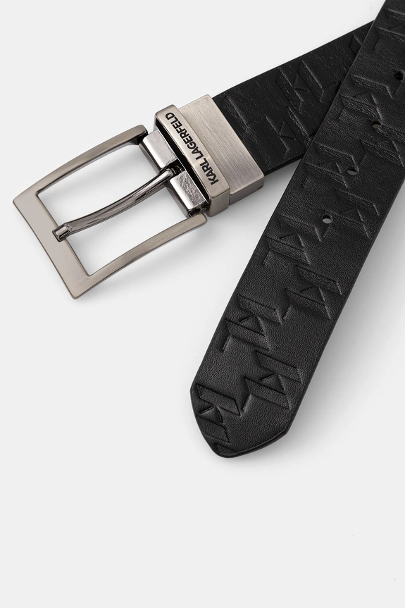 Obojstranný kožený opasok Karl Lagerfeld 561454.815302 čierna SS26