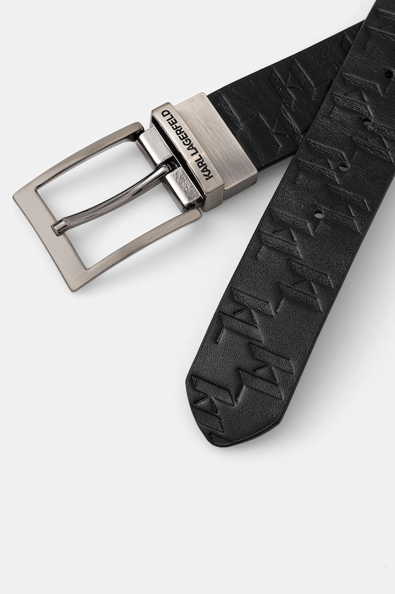 Obojstranný kožený opasok Karl Lagerfeld 561454.815302 čierna SS26