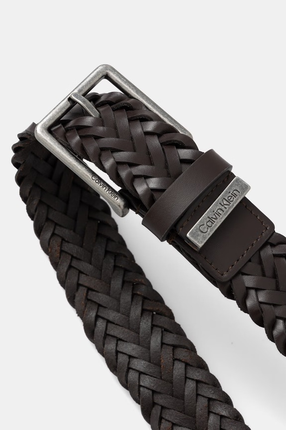 Calvin Klein pletený opasok pánsky kožený LV04D7061G hnedá SS26