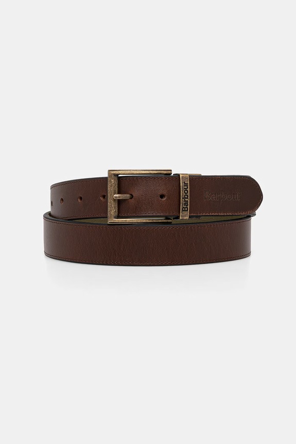 Barbour pasek męski skórzany zielony MAC0485