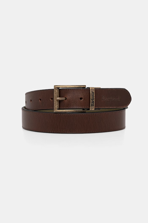 Barbour pasek męski skórzany zielony MAC0485