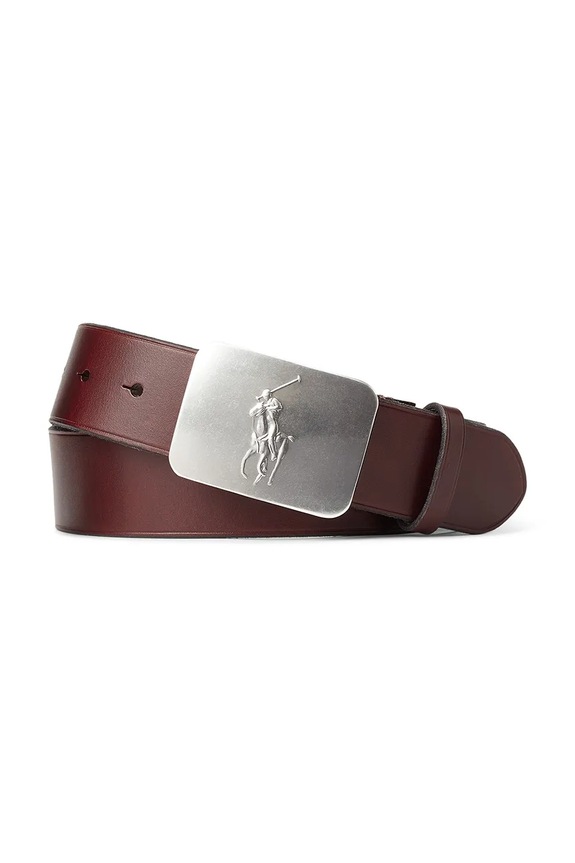 Δερμάτινη ζώνη Polo Ralph Lauren καφέ 405761965