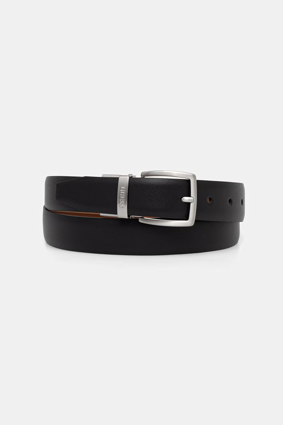 Αναστρέψιμη δερμάτινη ζώνη Guess μαύρο BM7883.P6230