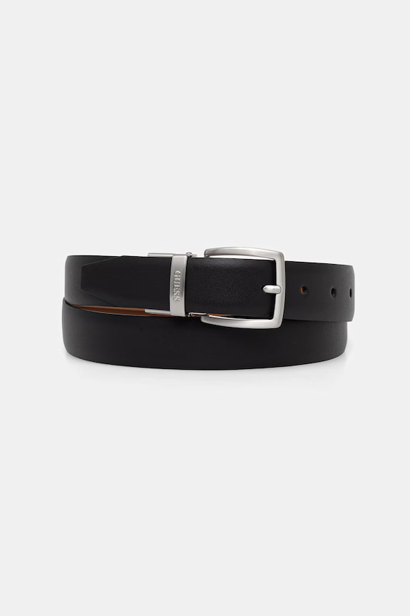 Αναστρέψιμη δερμάτινη ζώνη Guess μαύρο BM7883.P6230